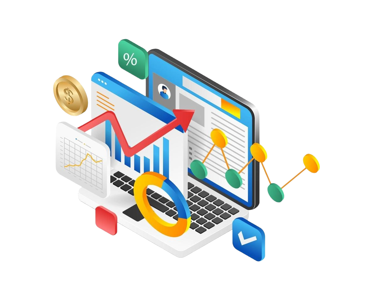 flat 3d isometric design concept of online analytics data analysis financial reporteting research business strategy free vector